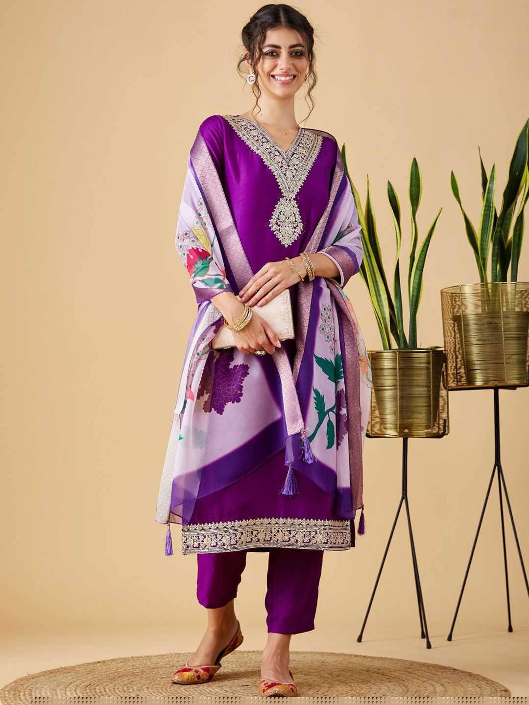 Chanderi Silk Embroidered Kurti - MYLUXURY LANE ENTERPRISE